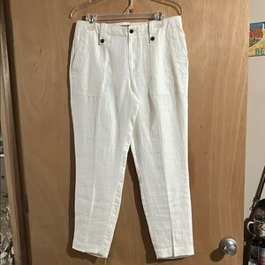 J. Crew White Chinos Classic Straight-Leg Linen Pants